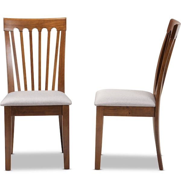 Baxton Studio Minette Grey Upholstered Walnut Wood 2-Piece Dining Chair Set - 169-10546