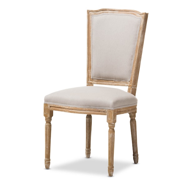 Baxton Studio Cadencia Oak Finish Wood and Beige Upholstered Dining Side Chair - 133-7334