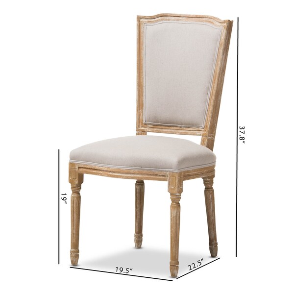 Baxton Studio Cadencia Oak Finish Wood and Beige Upholstered Dining Side Chair - 133-7334