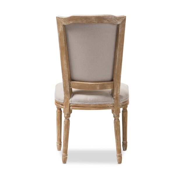 Baxton Studio Cadencia Oak Finish Wood and Beige Upholstered Dining Side Chair - 133-7334