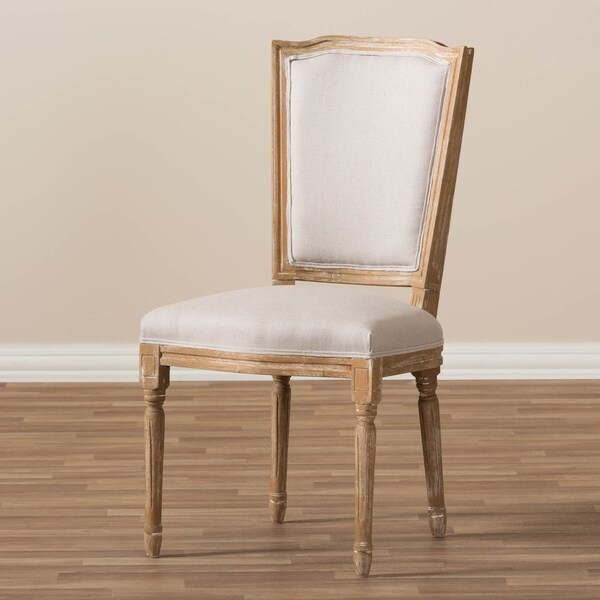 Baxton Studio Cadencia Oak Finish Wood and Beige Upholstered Dining Side Chair - 133-7334
