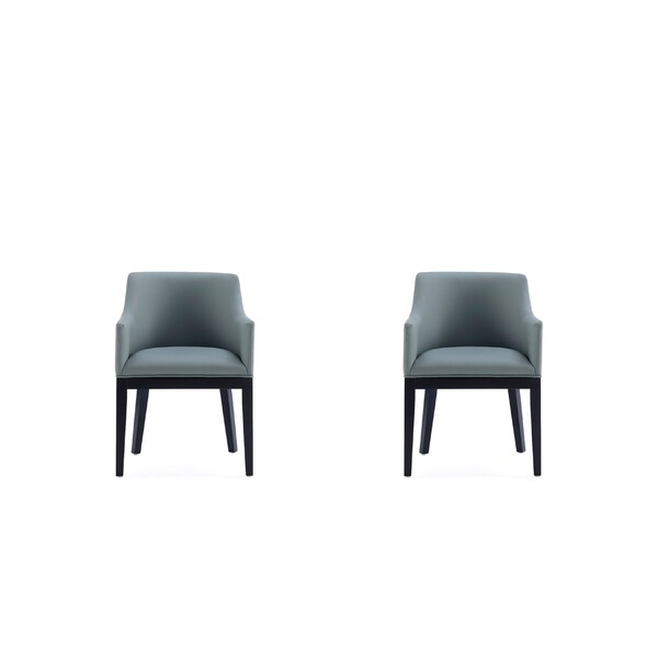 Manhattan Comfort Gansevoort Faux Leather Dining Armchair in Pewter - Set of 2 - 2-DC051AR-PT