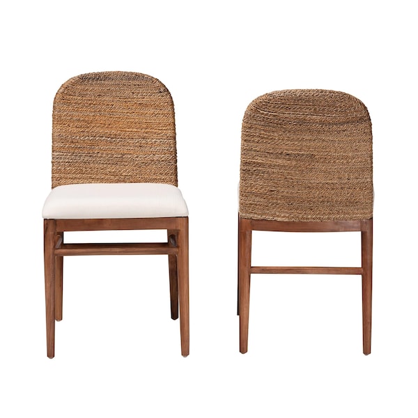 Bali & Pari Nadim Modern Bohemian Natural Seagrass and Acacia Wood 2-Piece Dining Chair Set, PR - 242-2PC-13487-ZORO