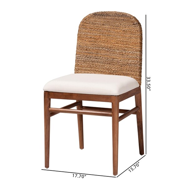 Bali & Pari Nadim Modern Bohemian Natural Seagrass and Acacia Wood 2-Piece Dining Chair Set, PR - 242-2PC-13487-ZORO