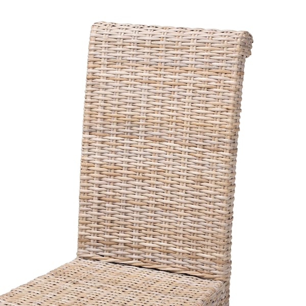 Bali & Pari Santiago Bohemian Grey Natural Kubu Rattan and Mango Wood Dining Chair - 245-13709-ZORO