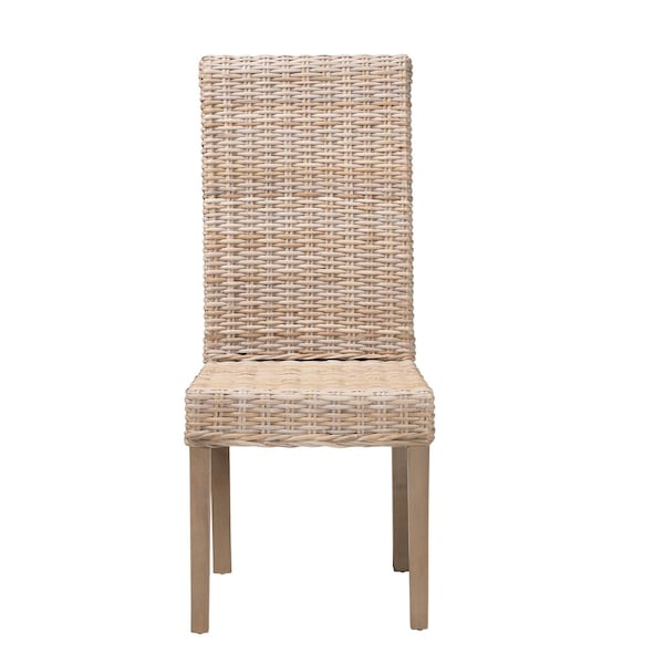 Bali & Pari Santiago Bohemian Grey Natural Kubu Rattan and Mango Wood Dining Chair - 245-13709-ZORO