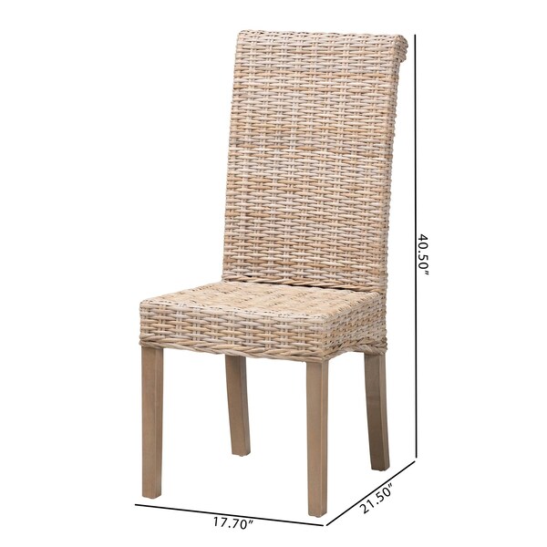Bali & Pari Santiago Bohemian Grey Natural Kubu Rattan and Mango Wood Dining Chair - 245-13709-ZORO