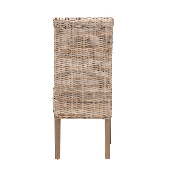 Bali & Pari Santiago Bohemian Grey Natural Kubu Rattan and Mango Wood Dining Chair - 245-13709-ZORO
