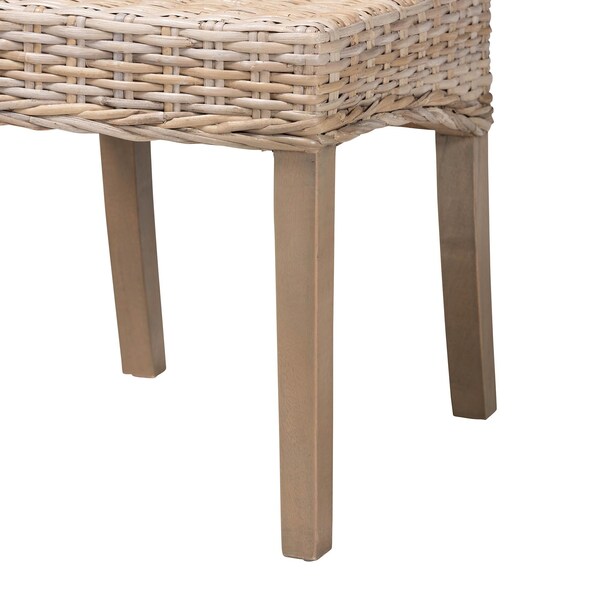 Bali & Pari Santiago Bohemian Grey Natural Kubu Rattan and Mango Wood Dining Chair - 245-13709-ZORO