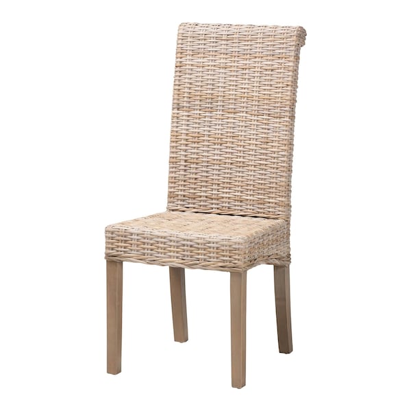Bali & Pari Santiago Bohemian Grey Natural Kubu Rattan and Mango Wood Dining Chair - 245-13709-ZORO