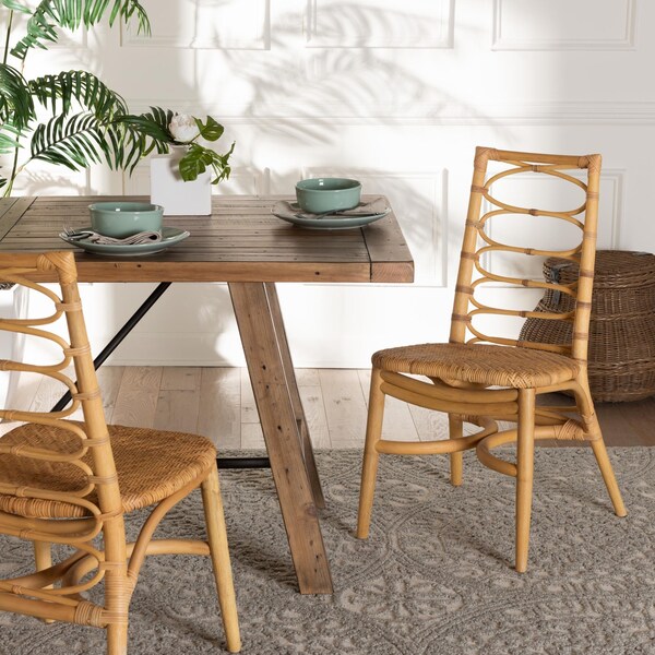 Bali & Pari Lisbon Modern Bohemian Natural Rattan Dining Chair - 235-13215-ZORO