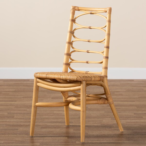 Bali & Pari Lisbon Modern Bohemian Natural Rattan Dining Chair - 235-13215-ZORO