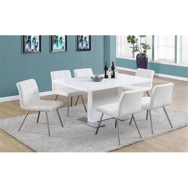Daphnes Dinnette 32 H in. White Leather-Look and Chrome Metal Dining Chair - 2 Pieces - DA2648363