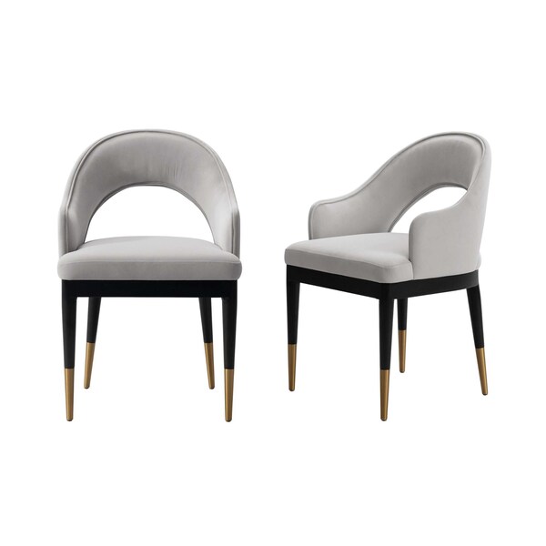 Manhattan Comfort Carrington Dining Armchair in Light Grey, 2PK - 2-DC089AR-LG
