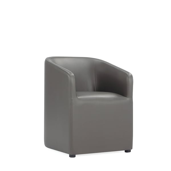 Manhattan Comfort Anna Round Faux Leather Dining Armchair in Pewter - DC059AR-PE