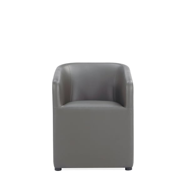 Manhattan Comfort Anna Round Faux Leather Dining Armchair in Pewter - DC059AR-PE