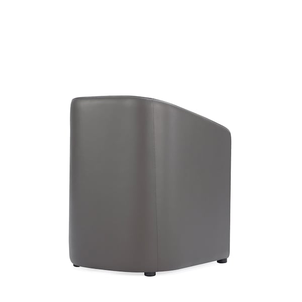 Manhattan Comfort Anna Round Faux Leather Dining Armchair in Pewter - DC059AR-PE