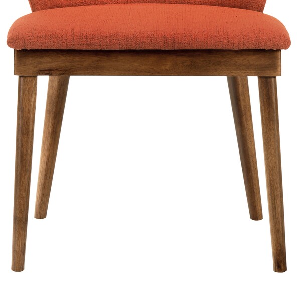 Armen Living Juno Orange Fabric and Walnut Wood Dining Side Chairs - Set of 2 - LCJNSIWAOR