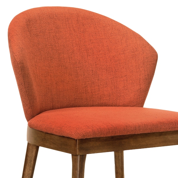 Armen Living Juno Orange Fabric and Walnut Wood Dining Side Chairs - Set of 2 - LCJNSIWAOR