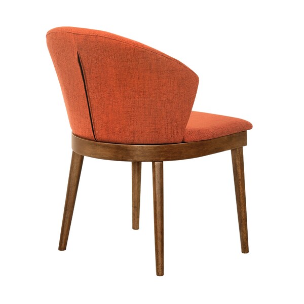 Armen Living Juno Orange Fabric and Walnut Wood Dining Side Chairs - Set of 2 - LCJNSIWAOR