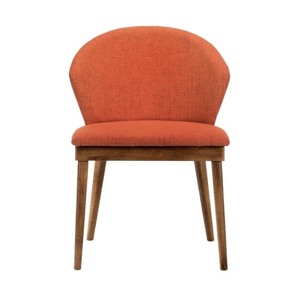 Armen Living Juno Orange Fabric and Walnut Wood Dining Side Chairs - Set of 2 - LCJNSIWAOR
