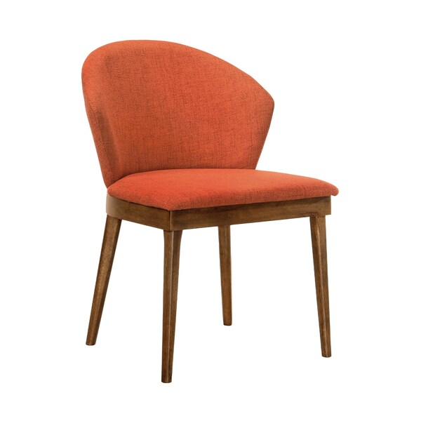 Armen Living Juno Orange Fabric and Walnut Wood Dining Side Chairs - Set of 2 - LCJNSIWAOR