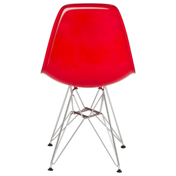 Leisuremod Cresco Molded 2-Tone Eiffel Dining Side Chair, White Red - CR19WR