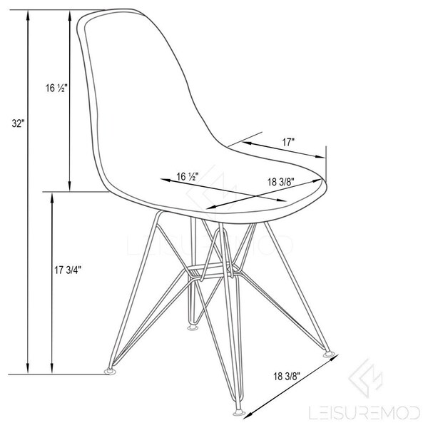 Leisuremod Cresco Molded 2-Tone Eiffel Dining Side Chair, White Red - CR19WR
