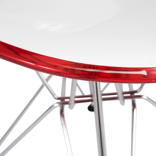 Leisuremod Cresco Molded 2-Tone Eiffel Dining Side Chair, White Red - CR19WR