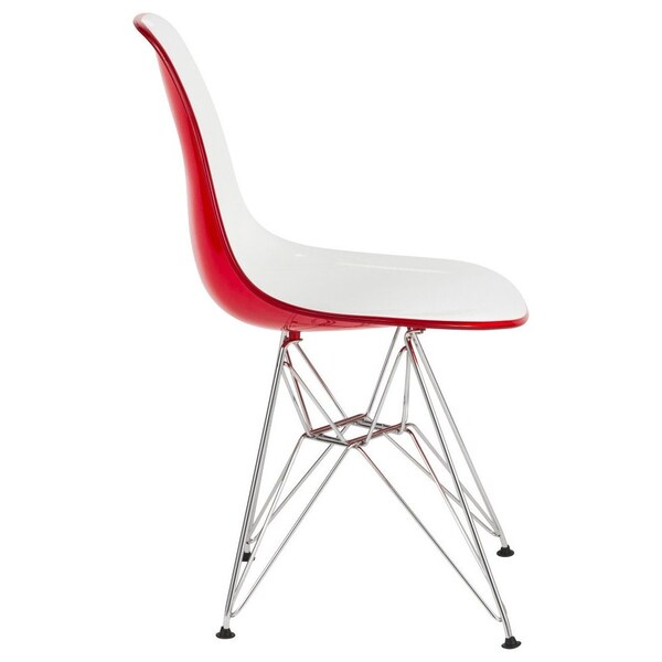 Leisuremod Cresco Molded 2-Tone Eiffel Dining Side Chair, White Red - CR19WR