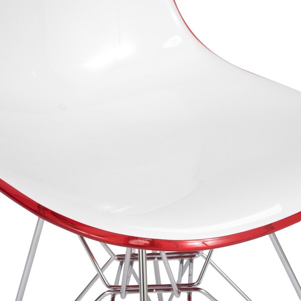 Leisuremod Cresco Molded 2-Tone Eiffel Dining Side Chair, White Red - CR19WR