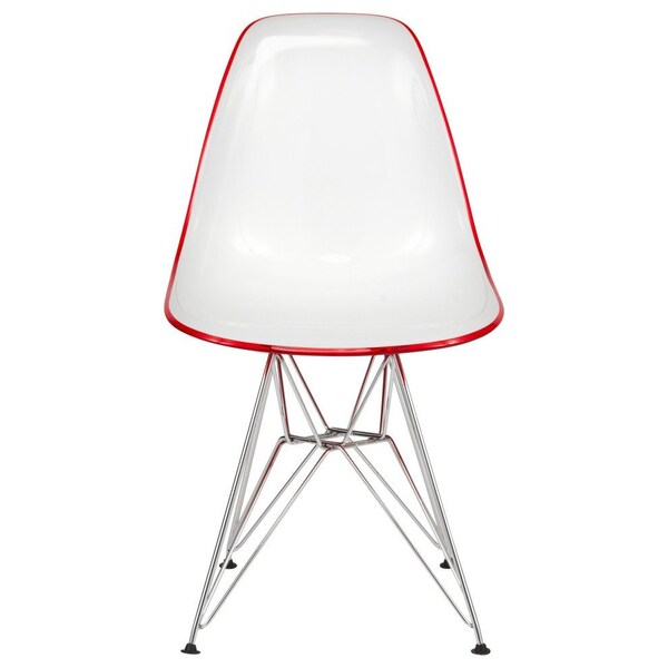 Leisuremod Cresco Molded 2-Tone Eiffel Dining Side Chair, White Red - CR19WR