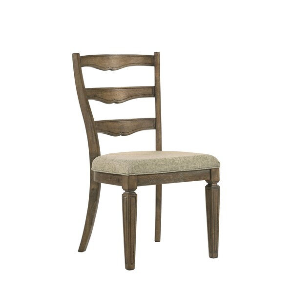 Acme Fabric Side Chairs in Cream/Weathered Oak, 2PK - ER-098OAK