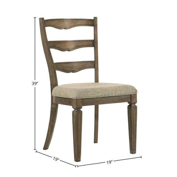 Acme Fabric Side Chairs in Cream/Weathered Oak, 2PK - ER-098OAK