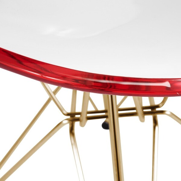 Leisuremod Cresco Molded 2-Tone Eiffel Dining Side Chair with Gold Base, White Red - CR19WRG