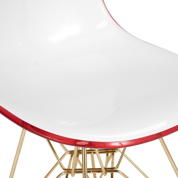 Leisuremod Cresco Molded 2-Tone Eiffel Dining Side Chair with Gold Base, White Red - CR19WRG