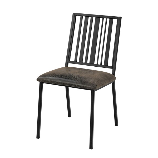 Acme 19in Faux Leather Side Chairs in Brown, 2PK - ER-0182BK