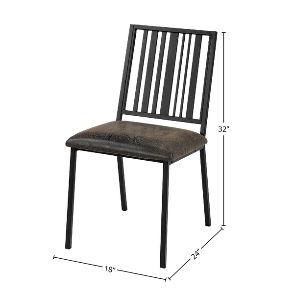 Acme 19in Faux Leather Side Chairs in Brown, 2PK - ER-0182BK