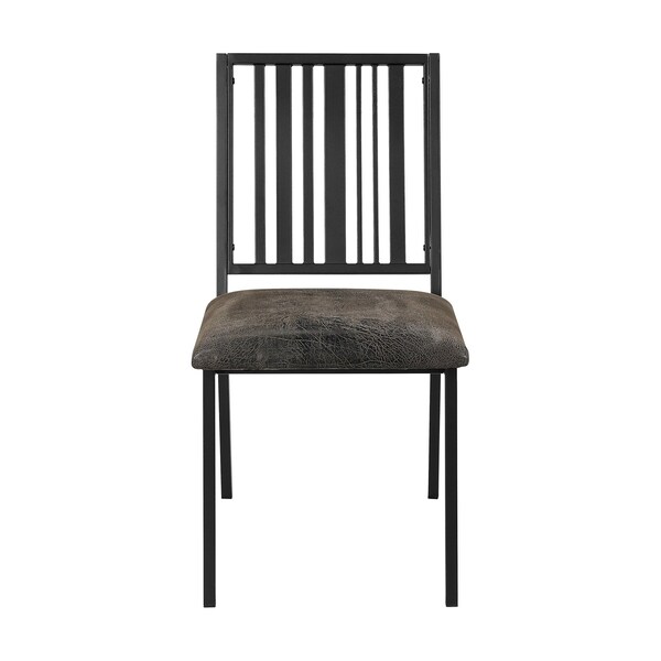 Acme 19in Faux Leather Side Chairs in Brown, 2PK - ER-0182BK