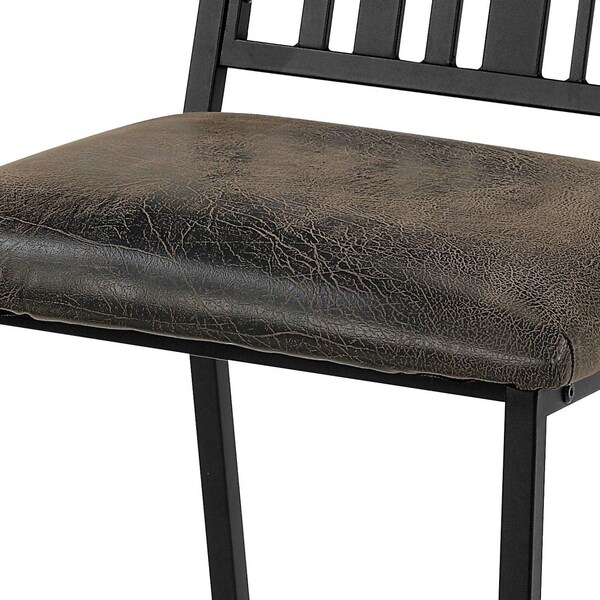 Acme 19in Faux Leather Side Chairs in Brown, 2PK - ER-0182BK