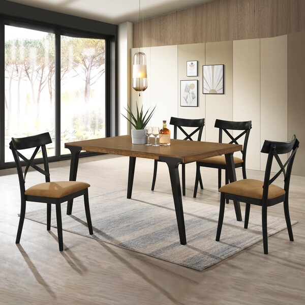 Acme Wooden Side Chairs in Brown and Black, 2PK - ER-0152BK