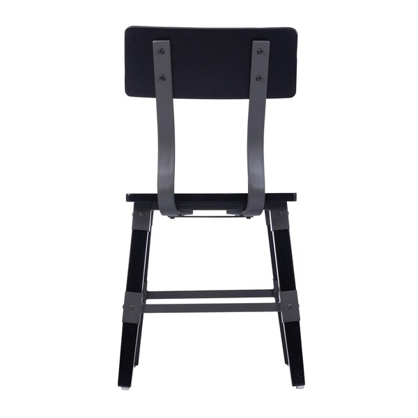 Flash Furniture Jackson Commercial Grade Rustic Black Industrial Wood Dining Chair, 4PK - 4-XU-DG-W0236-BLK-GG