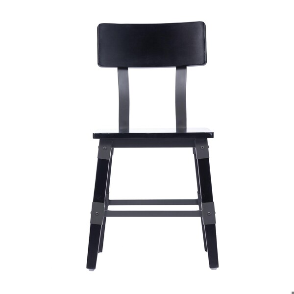 Flash Furniture Jackson Commercial Grade Rustic Black Industrial Wood Dining Chair, 4PK - 4-XU-DG-W0236-BLK-GG