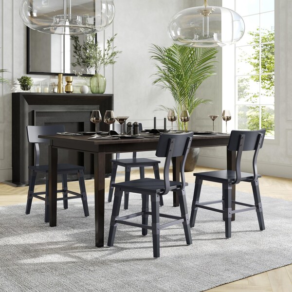 Flash Furniture Jackson Commercial Grade Rustic Black Industrial Wood Dining Chair, 4PK - 4-XU-DG-W0236-BLK-GG