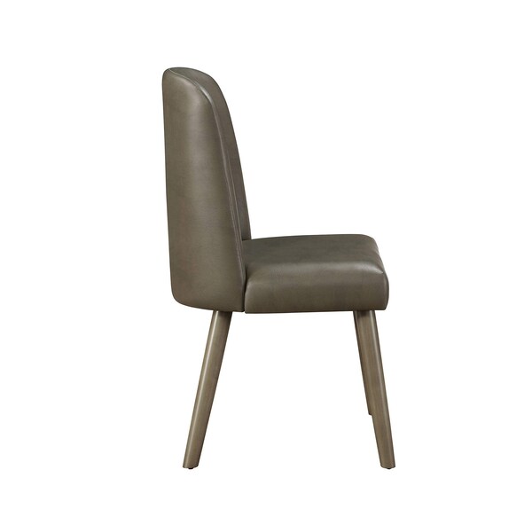 Acme Faux Leather Upholstered Dining Side Chair in Gray, 2PK - ER-074GY