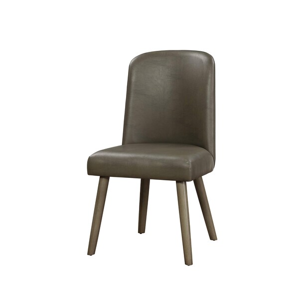 Acme Faux Leather Upholstered Dining Side Chair in Gray, 2PK - ER-074GY