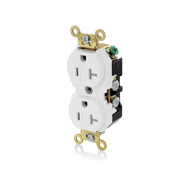 Leviton ELECTRICAL RECEPTACLES 5-20R IND GRD RECEP BRASS STRAP WHITE - 5362-SGW