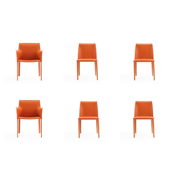 Manhattan Comfort Paris 6-Piece Dining Chairs in Coral - 4-DC3432-CO