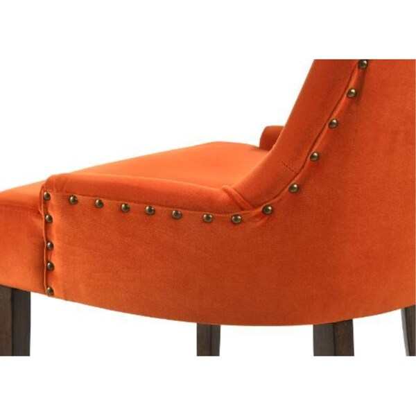 Acme Dining Side Chair in Orange Velvet and Espresso Finish, 2PK - ER-0222OG