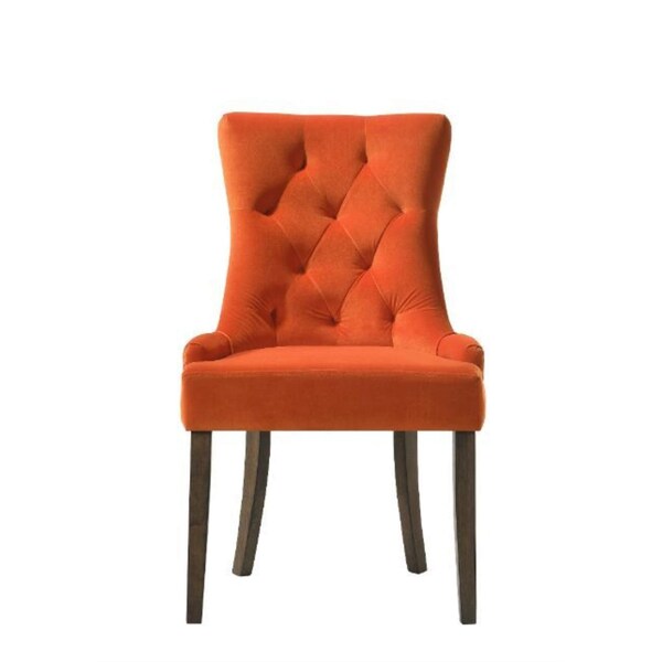 Acme Dining Side Chair in Orange Velvet and Espresso Finish, 2PK - ER-0222OG